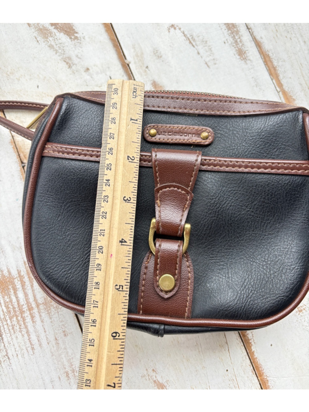 Vintage 90s LIZ CLAIBORNE faux leather mini purse crossbody two tone preppy EUC - Picture 8 of 10